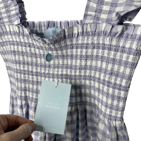 Hill House The Ellie Nap Midi Dress Lilac Jacquard Check Size Large - Picture 6 of 8